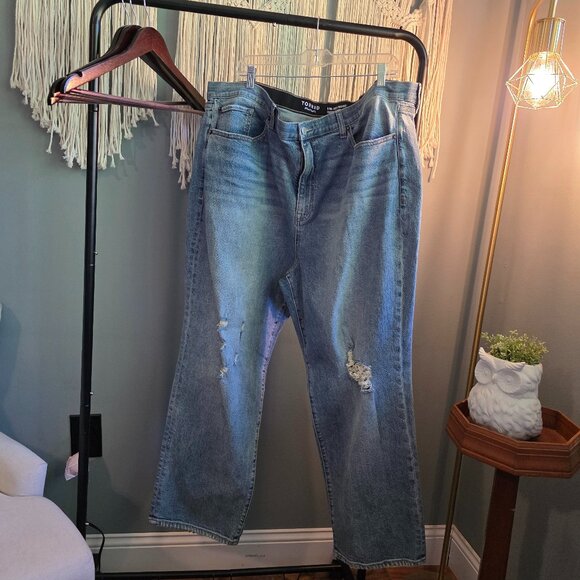 Torrid High-Rise Straight Jeans | Light Wash Distressed Denim | Size 24R - Picture 1 of 5